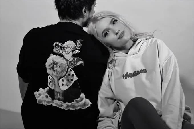 Miggles hoodies - couple in black and white